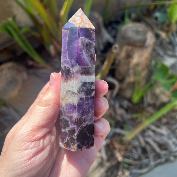 Chevron Amethyst Crystal Tower - Picture 5 of 10